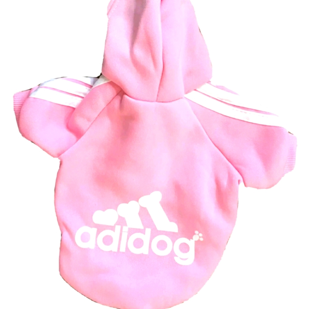 🆕 Pet Adidog Sweater Hoodie Size Small Small Pink & White SM Breed Puppy Pup